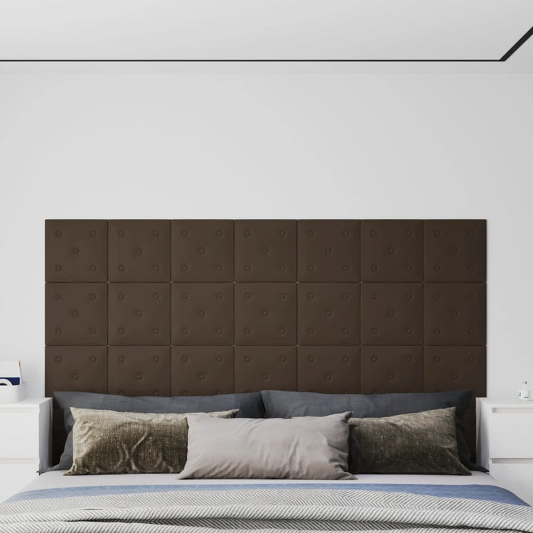 Vidaxl wandpanelen 12 st 1,08 m² 30x30 cm kunstleer bruin