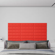 Vidaxl wandpanelen 12 st 1,08 m² 60x15 cm kunstleer rood - afbeelding 1