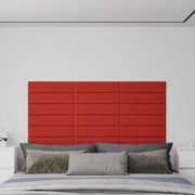 Vidaxl wandpanelen 12 st 1,08 m² 60x15 cm kunstleer wijnrood - afbeelding 1