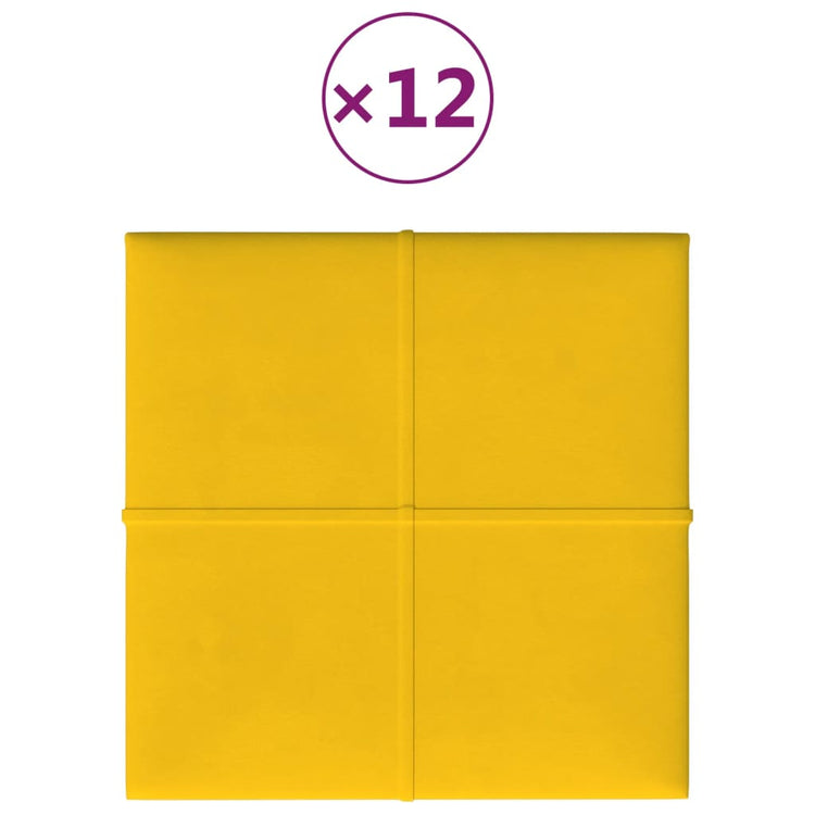 Vidaxl wandpanelen 12 st 1,08 m² 30x30 cm fluweel geel