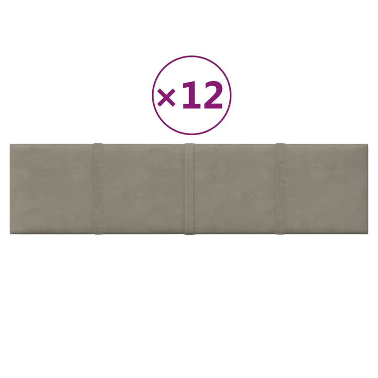 Vidaxl wandpanelen 12 st 1,08 m² 60x15 cm fluweel lichtgrijs