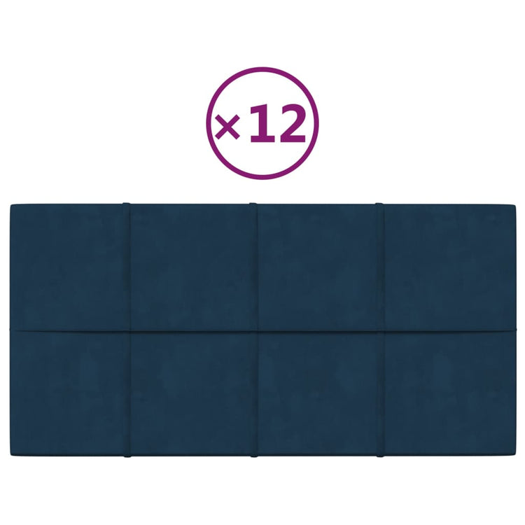VidaXL Wandpanelen 12 st 2,16 m² 60x30 cm fluweel blauw