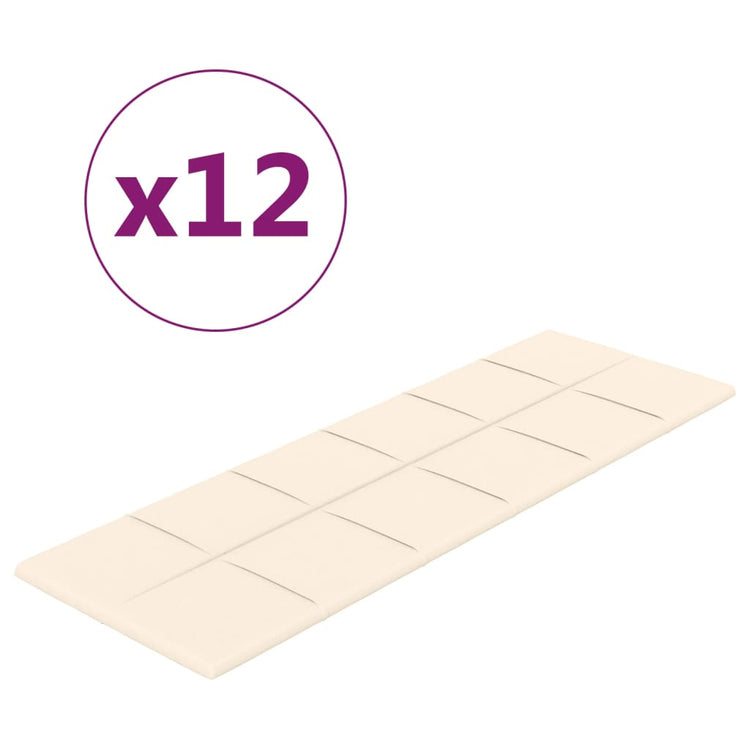 VidaXL Wandpanelen 12 st 3,24 m² 90x30 cm fluweel crèmekleurig