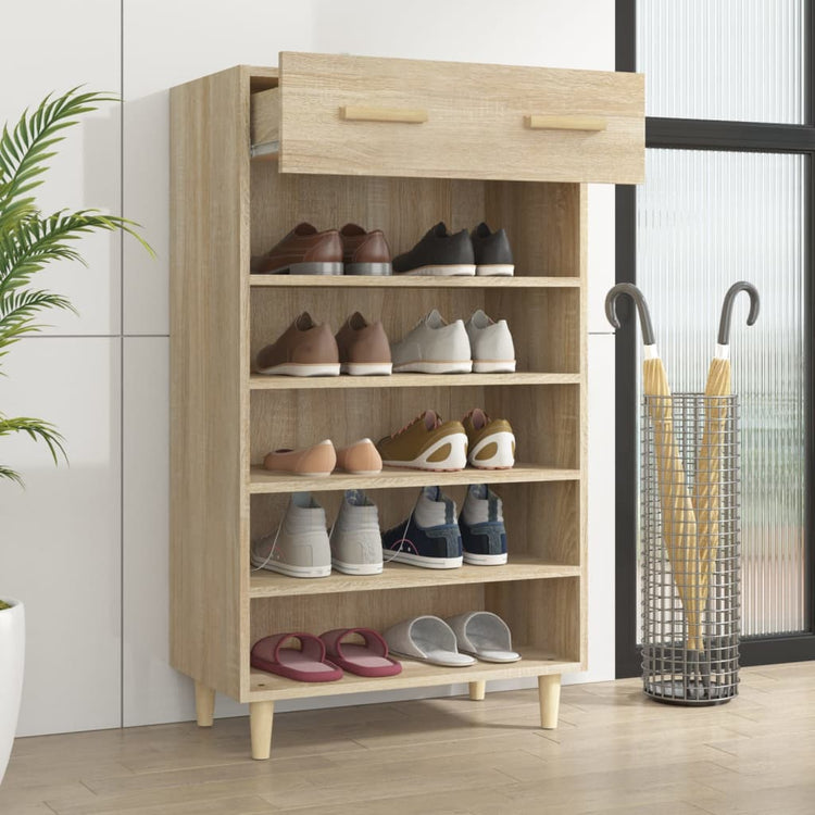 Vidaxl schoenenkast 60x35x105 cm bewerkt hout sonoma eikenkleurig