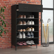 Vidaxl schoenenkast 60x35x105 cm bewerkt hout zwart - afbeelding 3