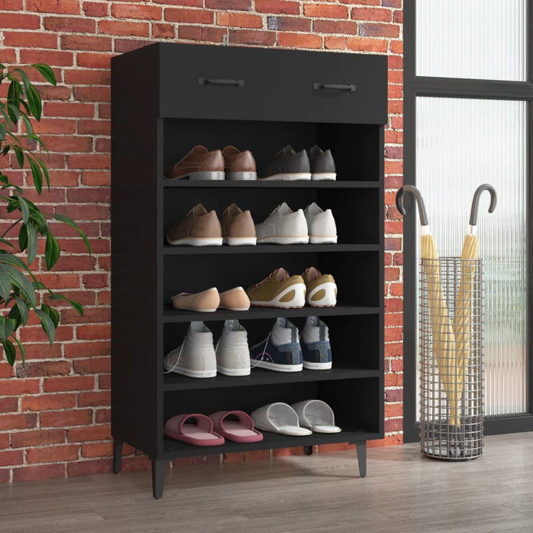 Vidaxl schoenenkast 60x35x105 cm bewerkt hout zwart