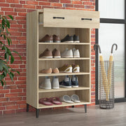 VidaXL Schoenenkast 60x35x105 cm bewerkt hout sonoma eikenkleurig - afbeelding 3