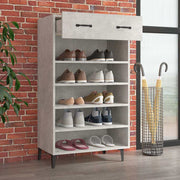 Vidaxl schoenenkast 60x35x105 cm bewerkt hout betongrijs - afbeelding 3