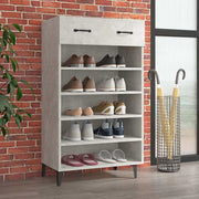 Vidaxl schoenenkast 60x35x105 cm bewerkt hout betongrijs - afbeelding 1