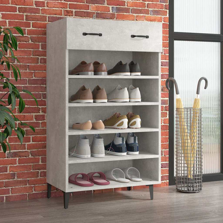 Vidaxl schoenenkast 60x35x105 cm bewerkt hout betongrijs