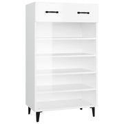 Vidaxl schoenenkast 60x35x105 cm bewerkt hout hoogglans wit - afbeelding 2