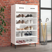 Vidaxl schoenenkast 60x35x105 cm bewerkt hout hoogglans wit - afbeelding 1