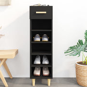 Vidaxl schoenenkast 30x35x105 cm bewerkt hout zwart - afbeelding 1
