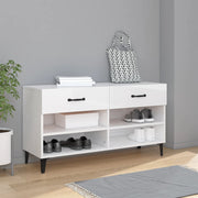 Vidaxl schoenenkast 102x35x55 cm bewerkt hout hoogglans wit - afbeelding 1
