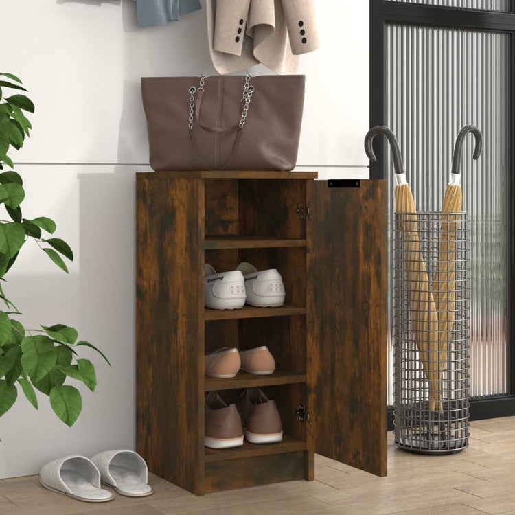 Vidaxl schoenenkast 30x35x70 cm bewerkt hout gerookt eikenkleurig