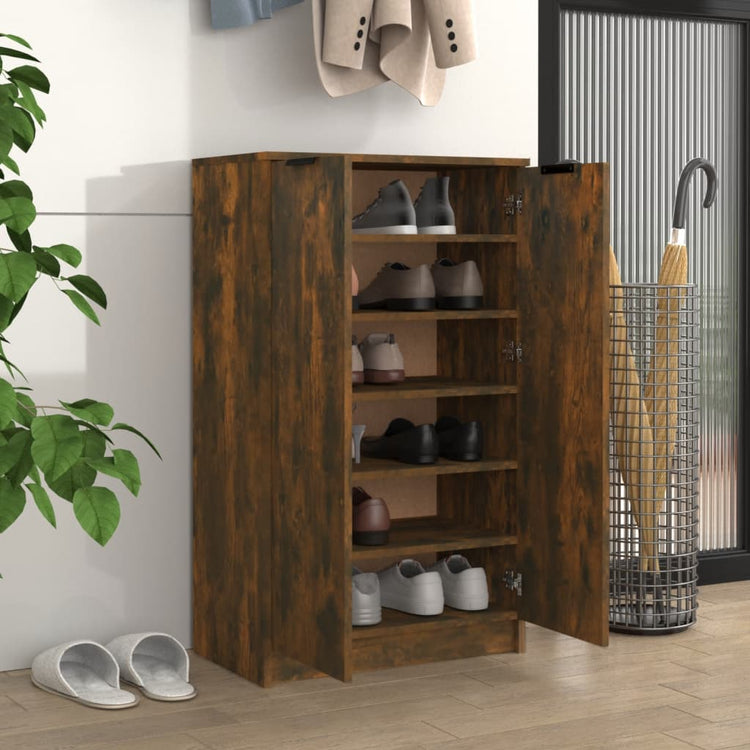 VidaXL Schoenenkast 59x35x100 cm bewerkt hout gerookt eikenkleurig