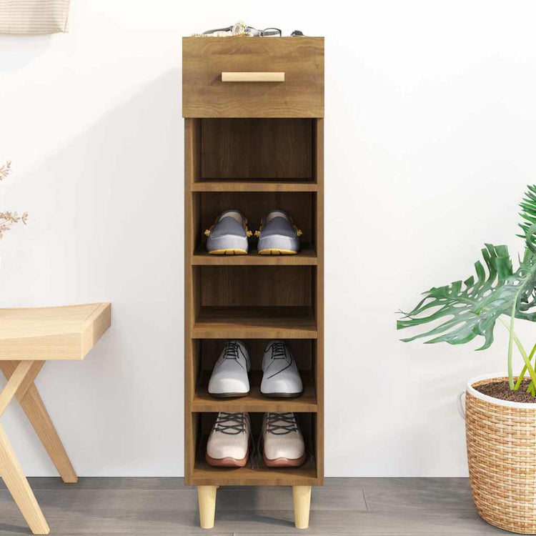 Vidaxl schoenenkast 30x35x105 cm bewerkt hout bruin eikenkleur
