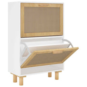 Vidaxl schoenenkast 52x25x80 cm bewerkt hout en natuurlijk rattan wit - afbeelding 2