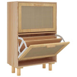 Vidaxl schoenenkast 52x25x80 cm bewerkt hout natuurlijk rattan bruin - afbeelding 2