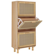 Vidaxl schoenenkast 52x25x115cm bewerkt hout natuurlijk rattan bruin - afbeelding 2