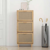 Vidaxl schoenenkast 52x25x115cm bewerkt hout natuurlijk rattan bruin - afbeelding 3