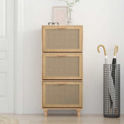 Vidaxl schoenenkast 52x25x115cm bewerkt hout natuurlijk rattan bruin - afbeelding 3