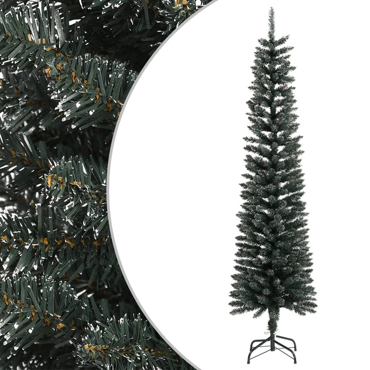 Vidaxl kunstkerstboom met standaard smal 210 cm pvc groen
