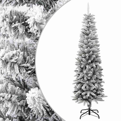 Vidaxl kunstkerstboom met sneeuw smal 180 cm pvc en pe
