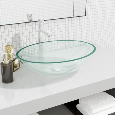 Vidaxl wasbak 50x37x14 cm glas transparant