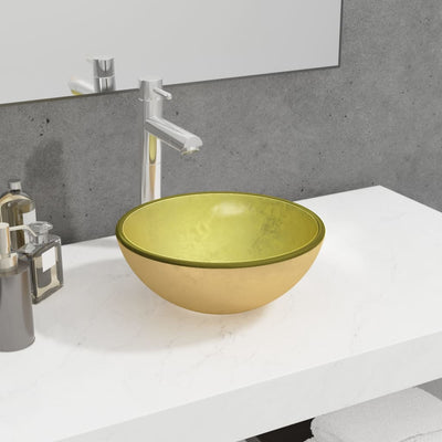Vidaxl wasbak 30x12 cm gehard glas goudkleurig