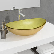 Vidaxl wasbak 54,5x35x15,5 cm gehard glas goudkleurig - afbeelding 1