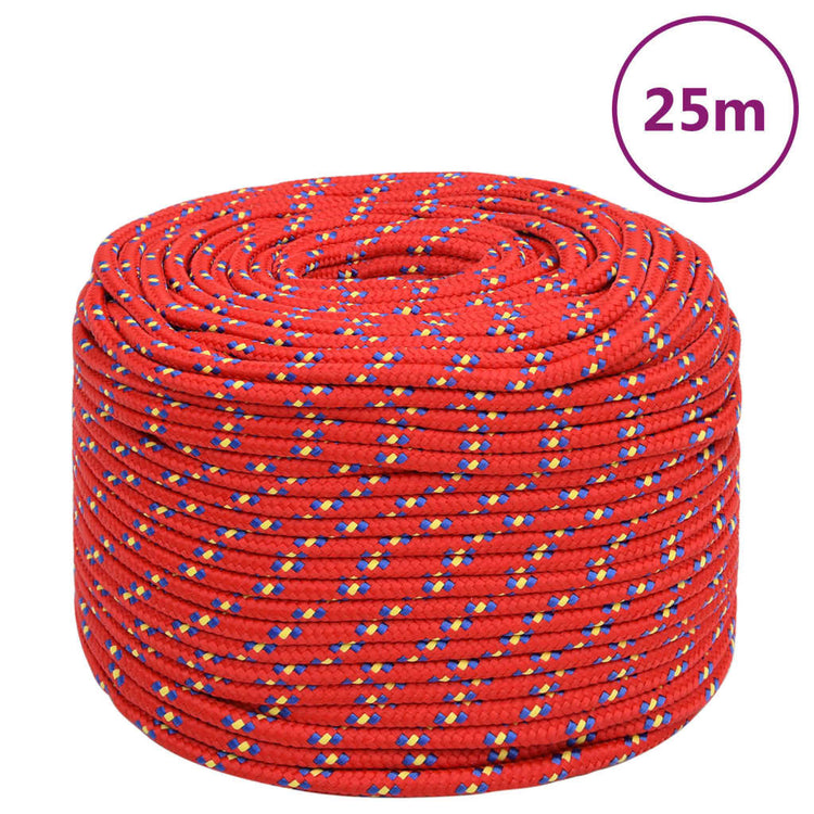 Vidaxl boottouw 8 mm 25 m polypropyleen rood