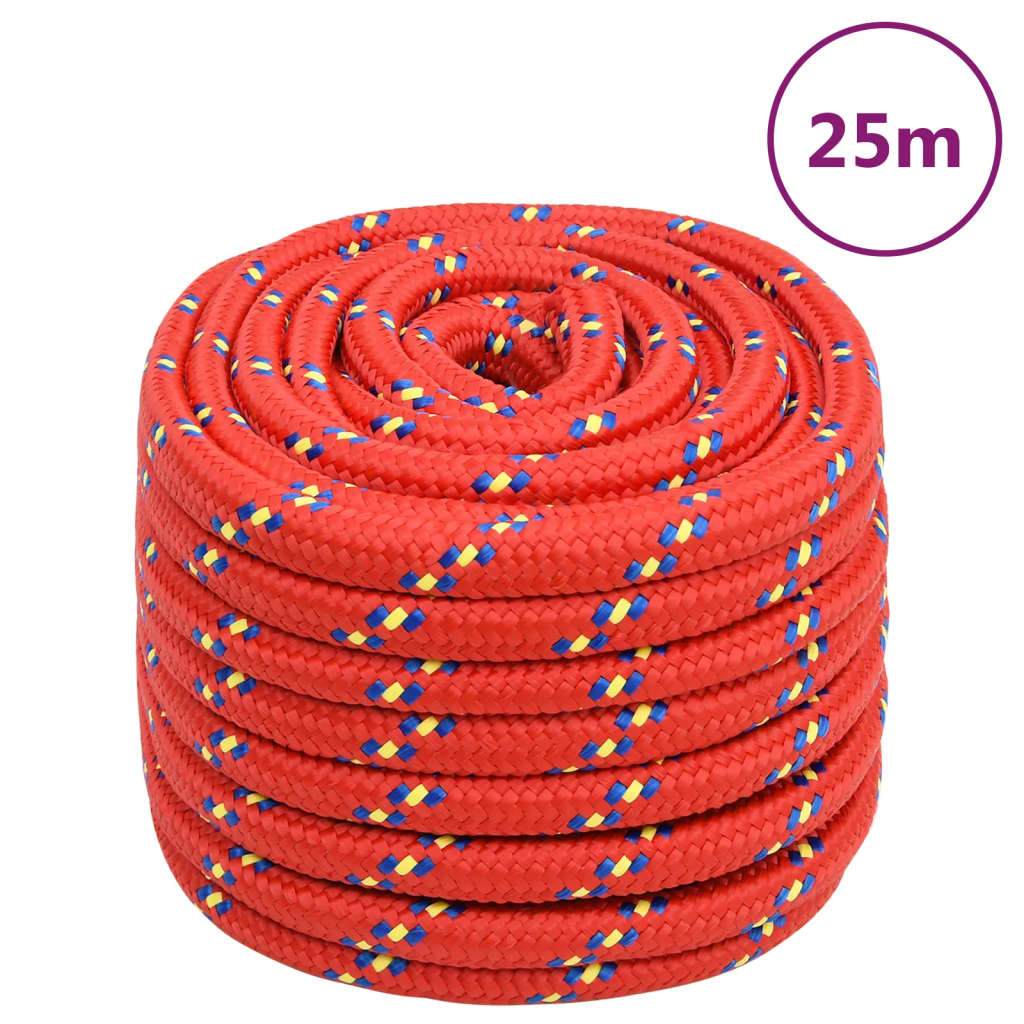 Vidaxl boottouw 20 mm 25 m polypropyleen rood