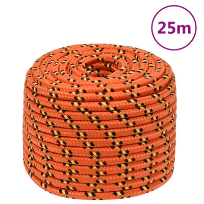 Vidaxl boottouw 12 mm 25 m polypropyleen oranje