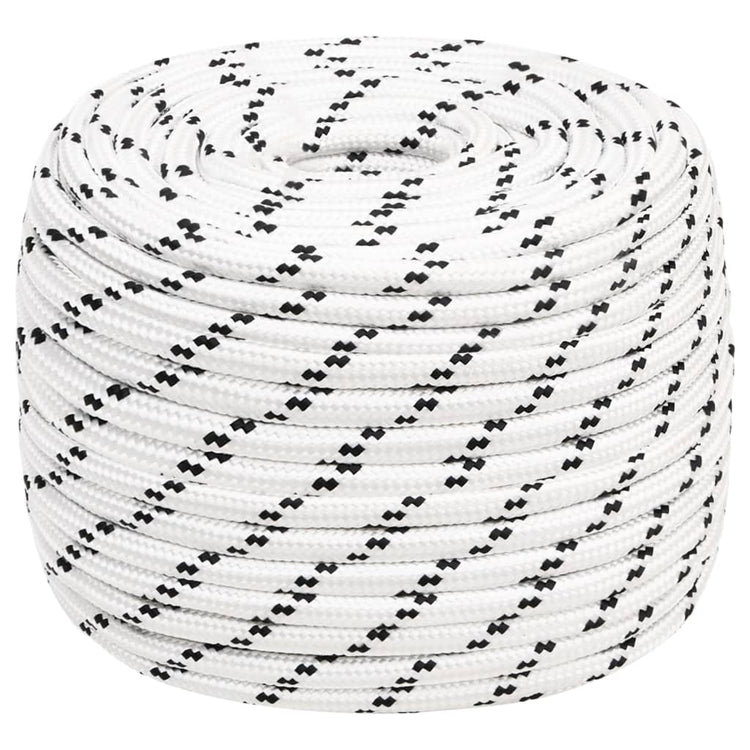 Vidaxl boottouw gevlochten 12 mmx25 m polyester wit