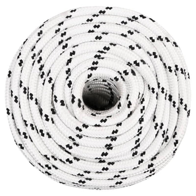 Vidaxl boottouw gevlochten 12 mmx25 m polyester wit