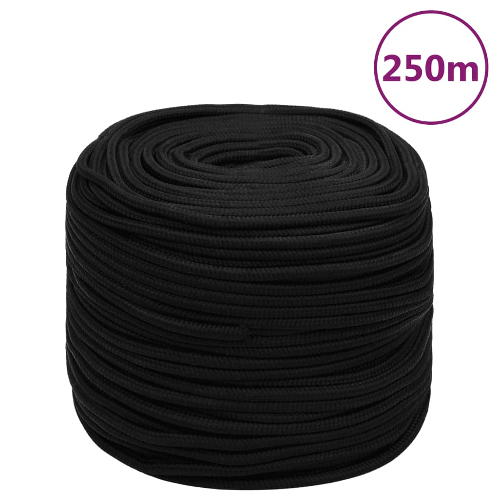 Vidaxl werktouw 6 mm 250 m polyester zwart