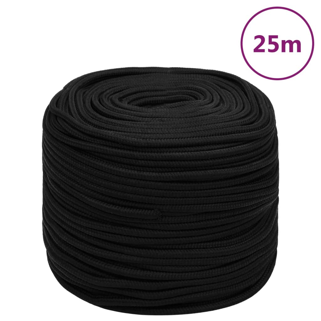 Vidaxl werktouw 10 mm 25 m polyester zwart