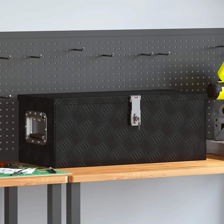 Vidaxl opbergbox 70x31x27 cm aluminium zwart