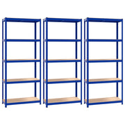 VidaXL Opbergrekken 3 st 5-laags staal en bewerkt hout blauw - afbeelding 2