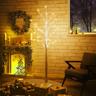 Vidaxl berkenboom led 96 led's warmwit 180 cm wit