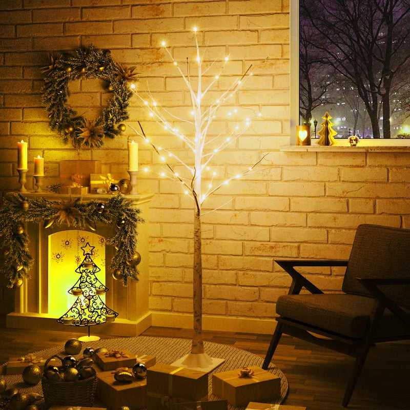 Vidaxl berkenboom led 96 led's warmwit 180 cm wit