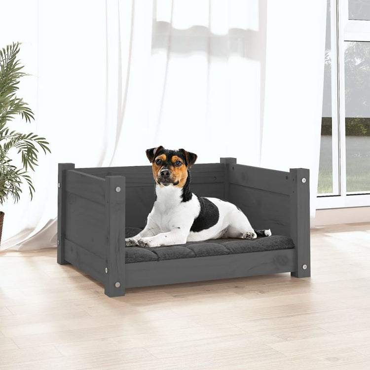 Vidaxl hondenmand 55,5x45,5x28 cm massief grenenhout grijs