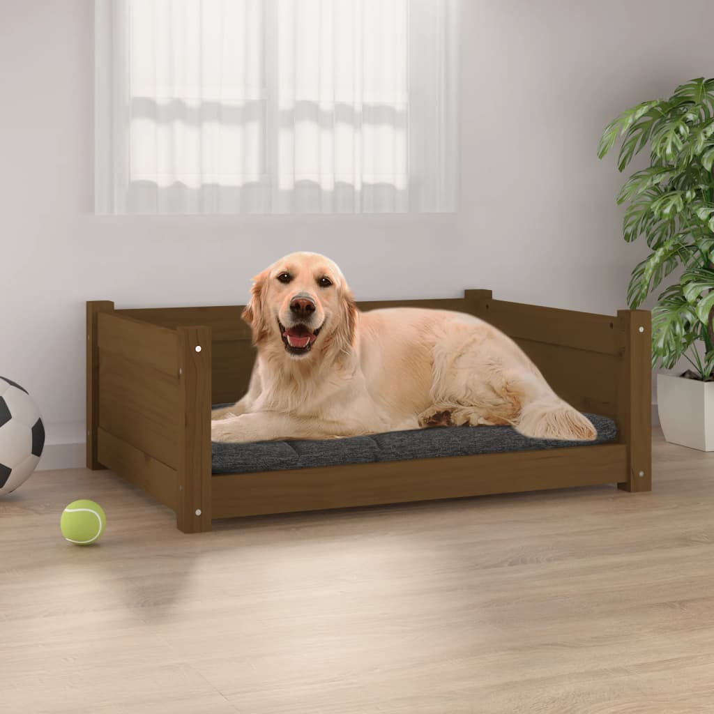 Vidaxl hondenmand 75,5x55,5x28 cm massief grenenhout honingbruin