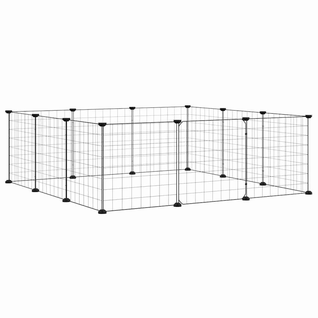 Vidaxl huisdierkooi met 12 panelen en deur, zwart 35x35 cm staal