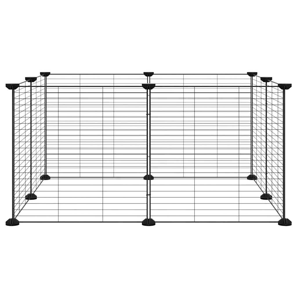 Vidaxl huisdierkooi met 8 panelen, zwart, 70x70x35 cm, staal