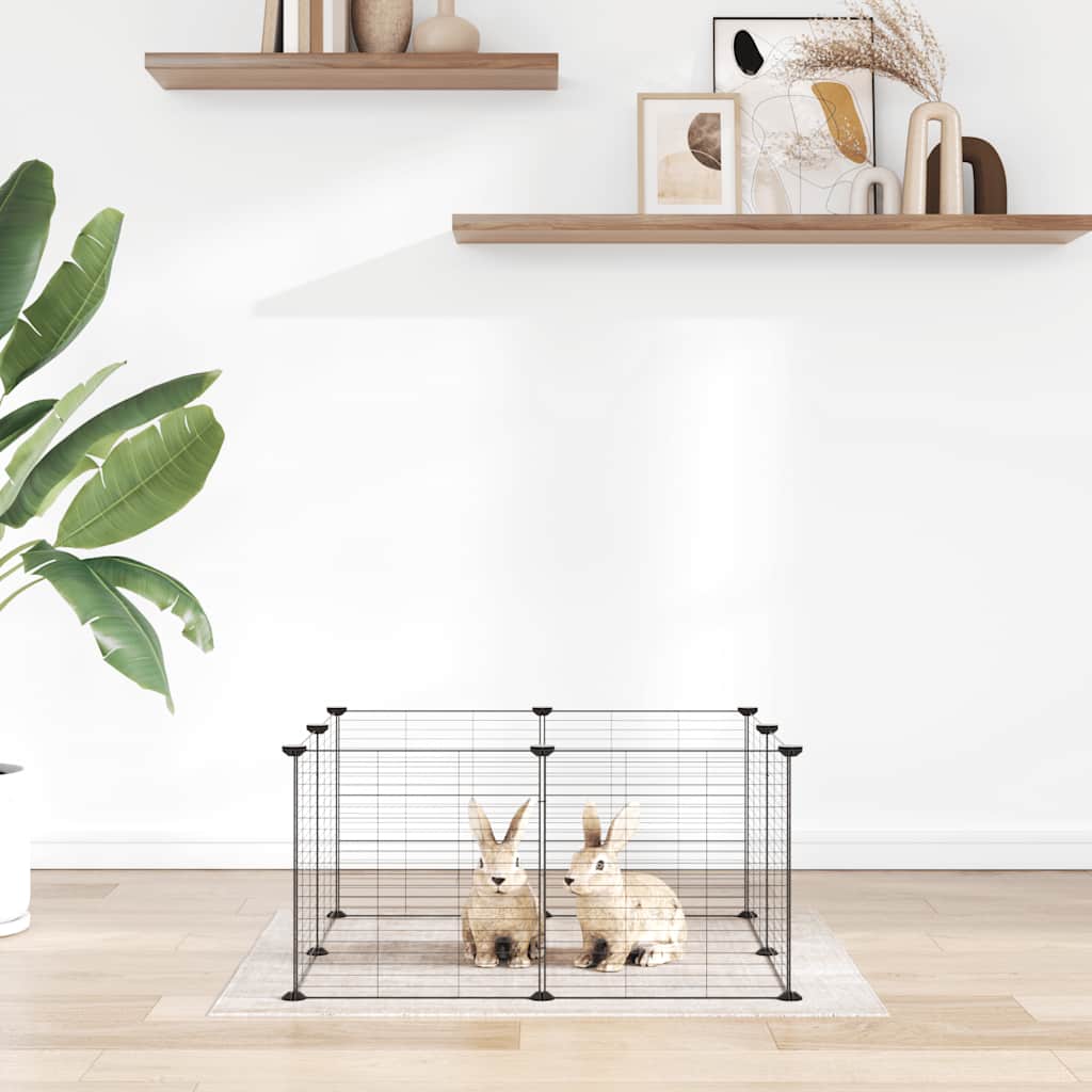 Vidaxl huisdierkooi met 8 panelen, zwart, 70x70x35 cm, staal