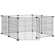 Vidaxl huisdierkooi met 8 panelen en deur, zwart 70x70x35 cm staal - afbeelding 2