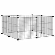 Vidaxl huisdierkooi met 8 panelen en deur, zwart 70x70x35 cm staal - afbeelding 3