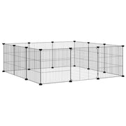 Vidaxl huisdierkooi met 12 panelen en deur, zwart 105x105x35 cm staal - afbeelding 3